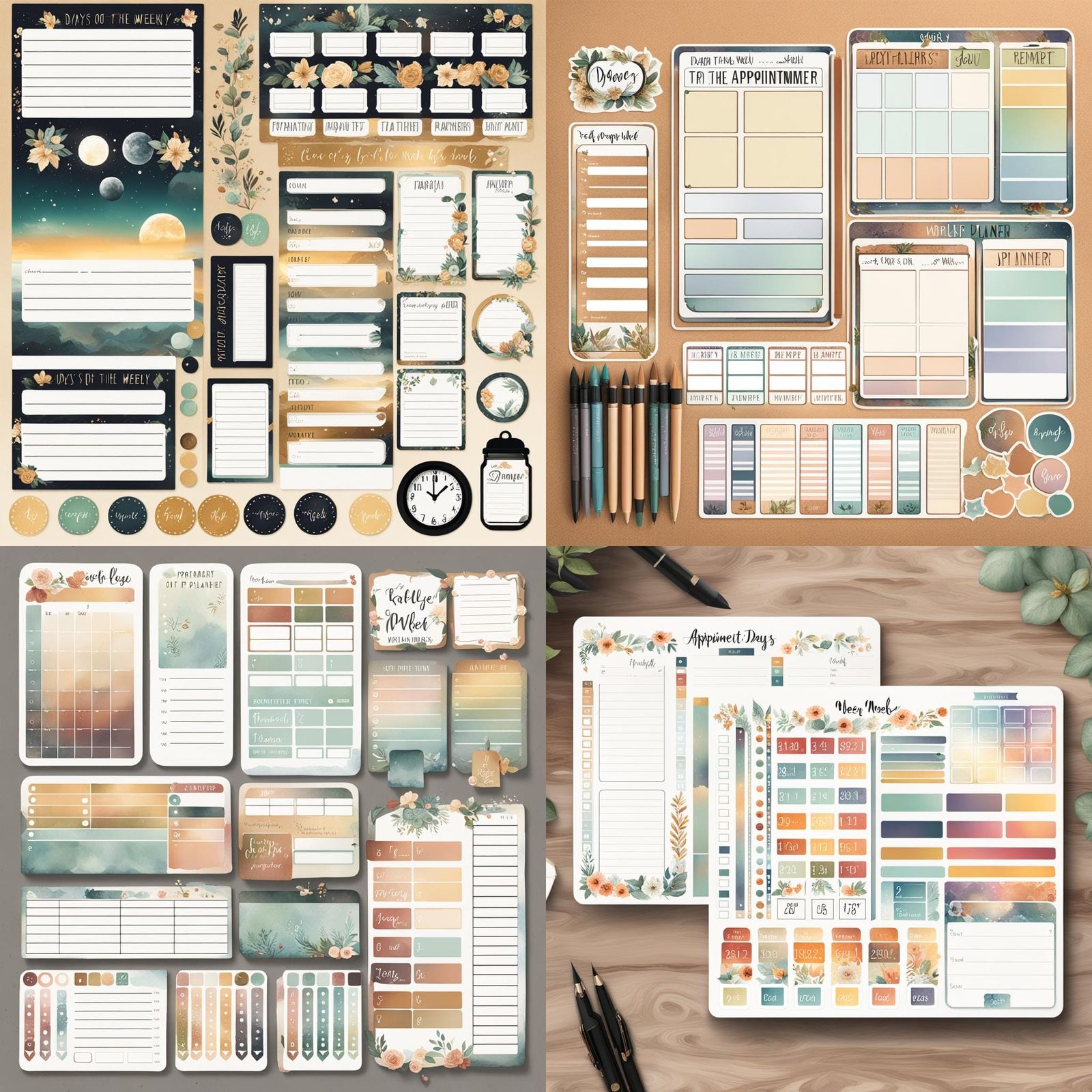 Digital Planner Stickers: Days and Appointments