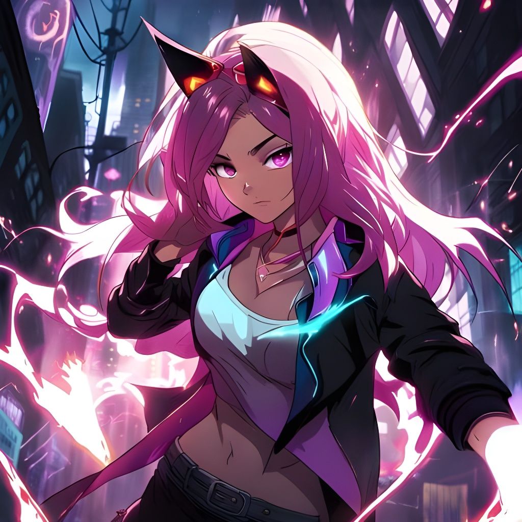 Psychic Woman with Glowing Eyes in Anime Style