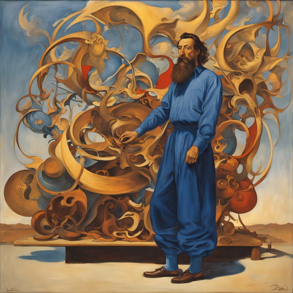 Surrealist Portrait in Harvard Square: A Vibrant Oil Paintin...