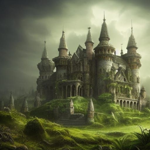 Epic Overgrown Castle in Digital Matte Painting