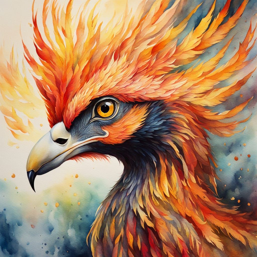 Phoenix Rising: Watercolour Folk Art Portrait