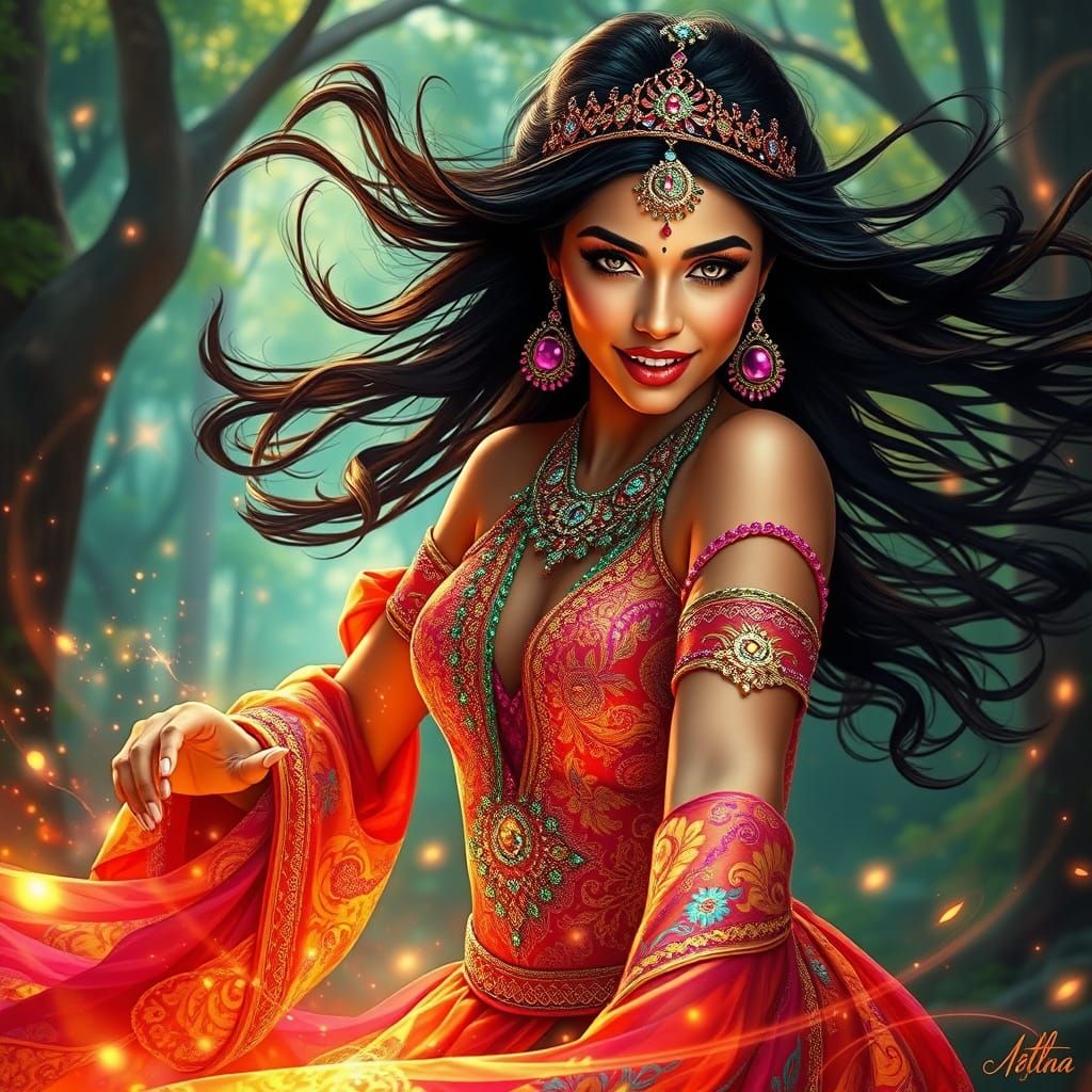 Gypsy Queen in Vibrant Mid-Eastern Splendor