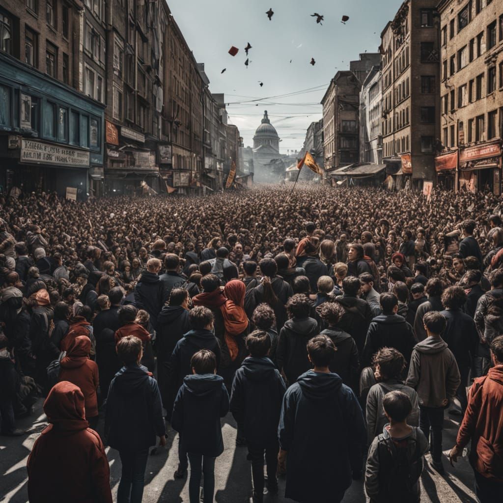 Freedom Fighters in Vibrant Protest Scene