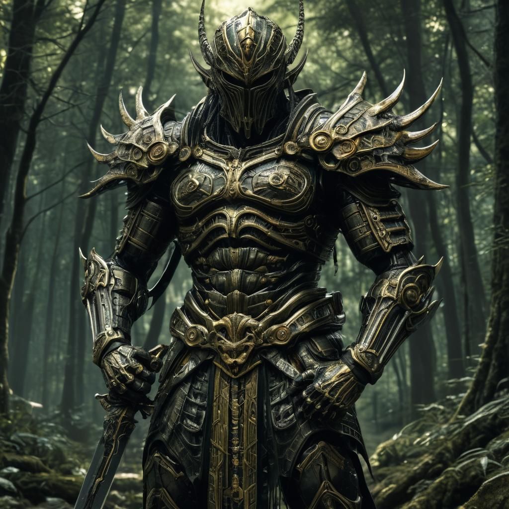 Mystical Forest Warrior with Glowing Sword