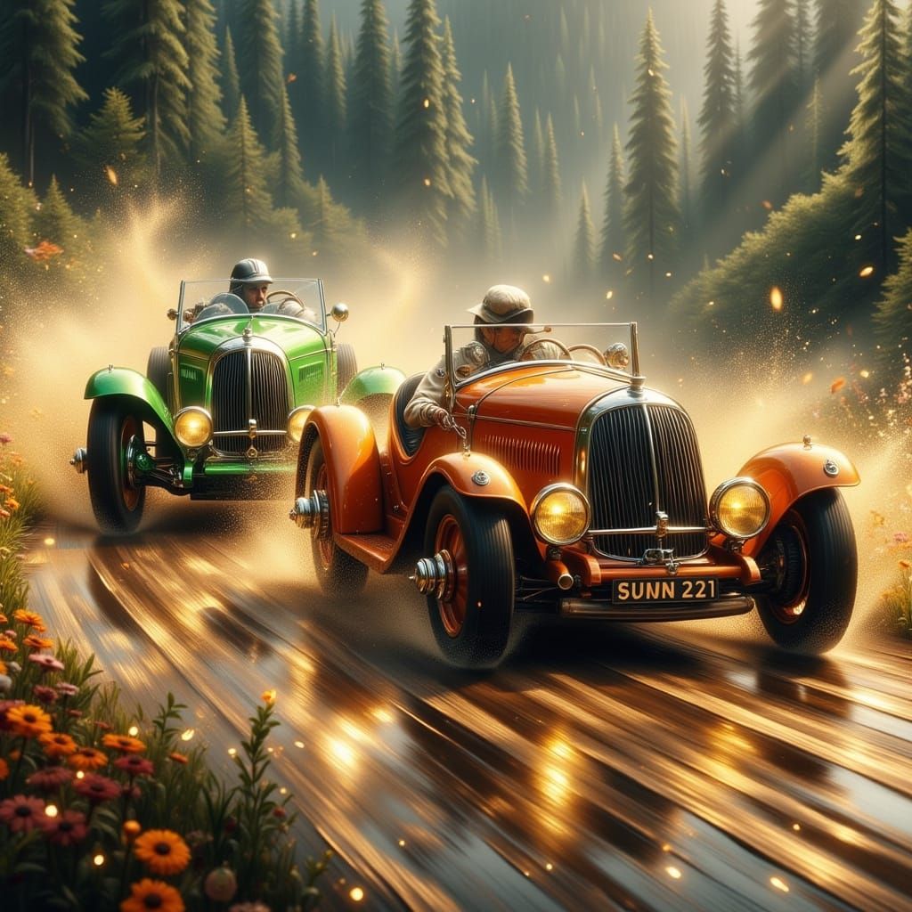 1920s Race Cars in Hyperrealistic Concept Art