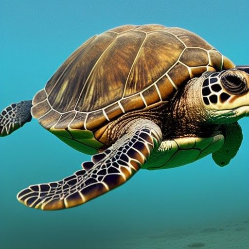 Baby Sea Turtle Underwater: Digital Matte Painting