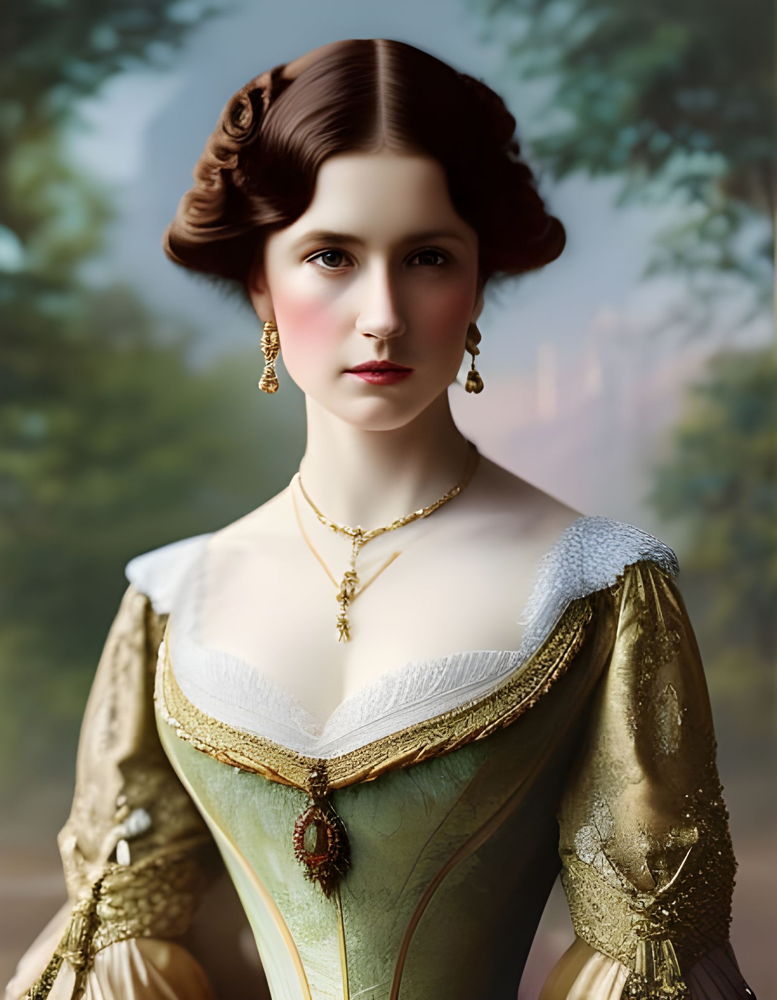 Victorian Beauty Portrait in Oil Painting Style