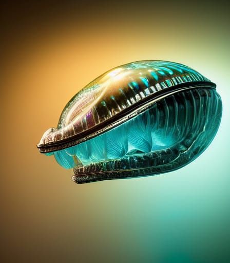Alien Fish Encased in Aqua Crystal: Hyperrealistic Photo