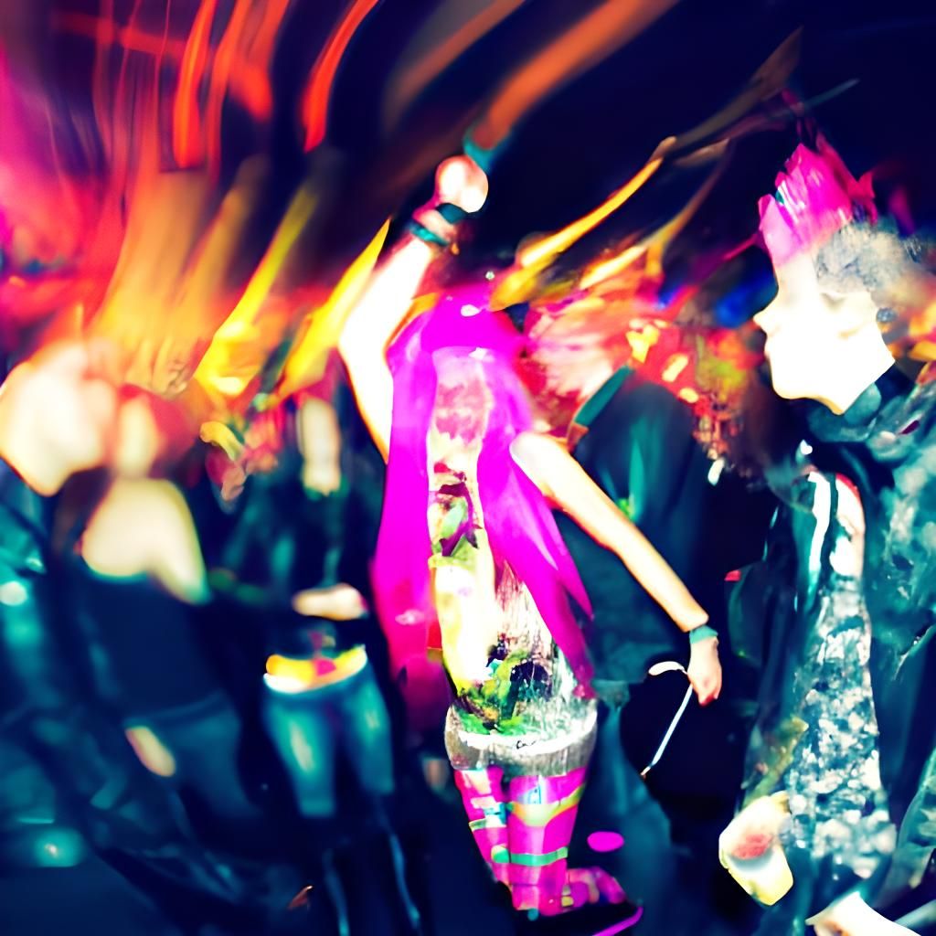 Cyberpunk Crowd Surfing in Neo Tokyo Nightclub