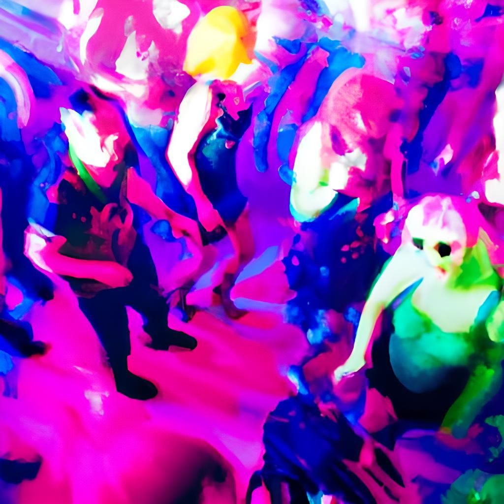 Cyberpunk Nightclub Scene with Crowd Surfing Couple