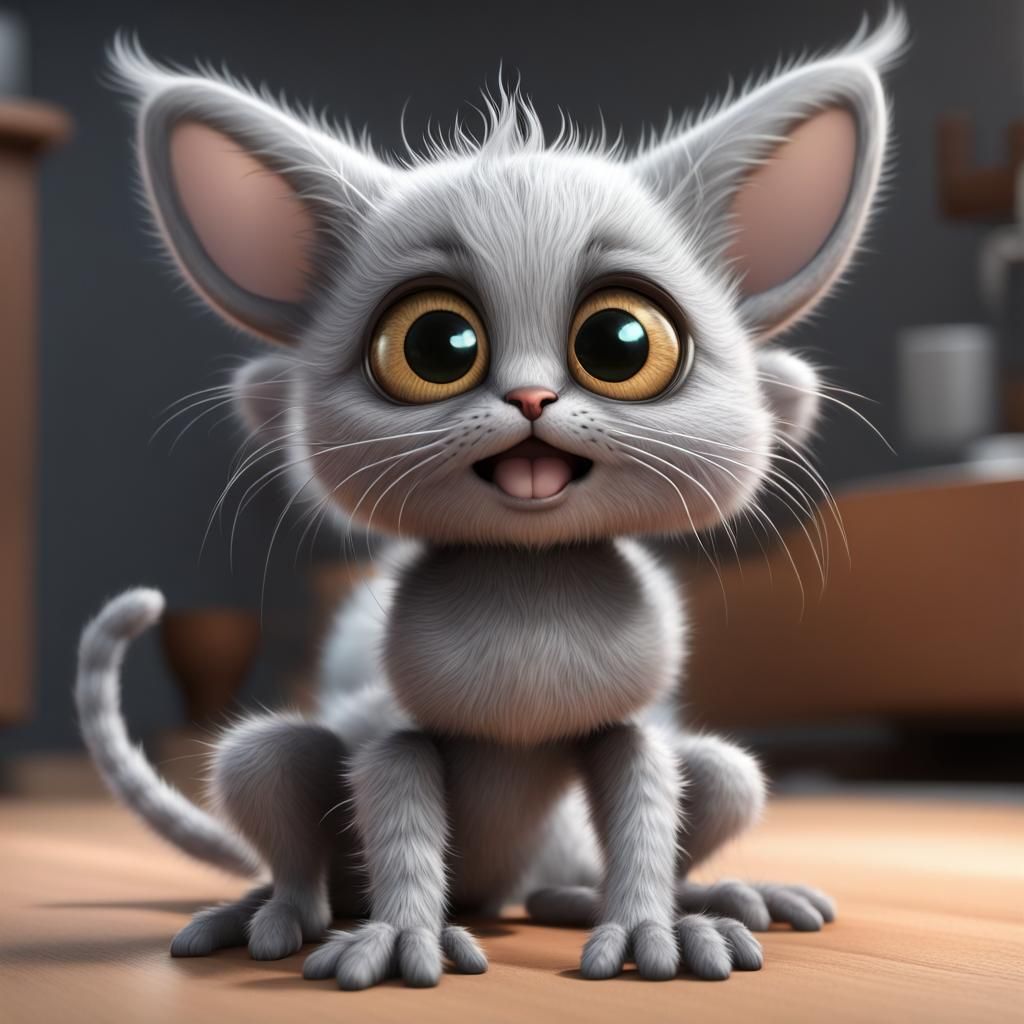 Adorable Spider-Cat Hybrid in Hyperrealistic 3D