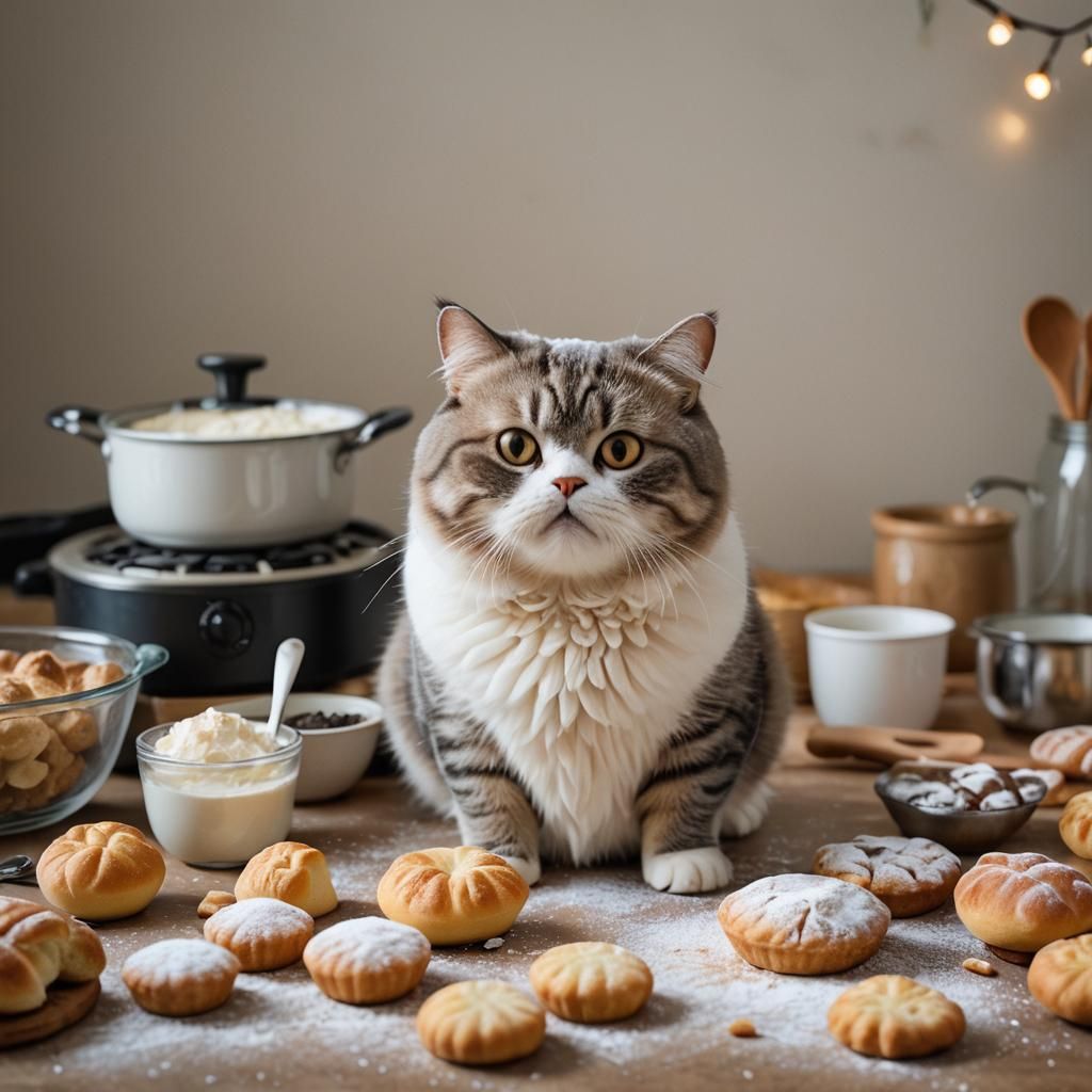 Chubby Cat Baking: Professional Photography with Bokeh