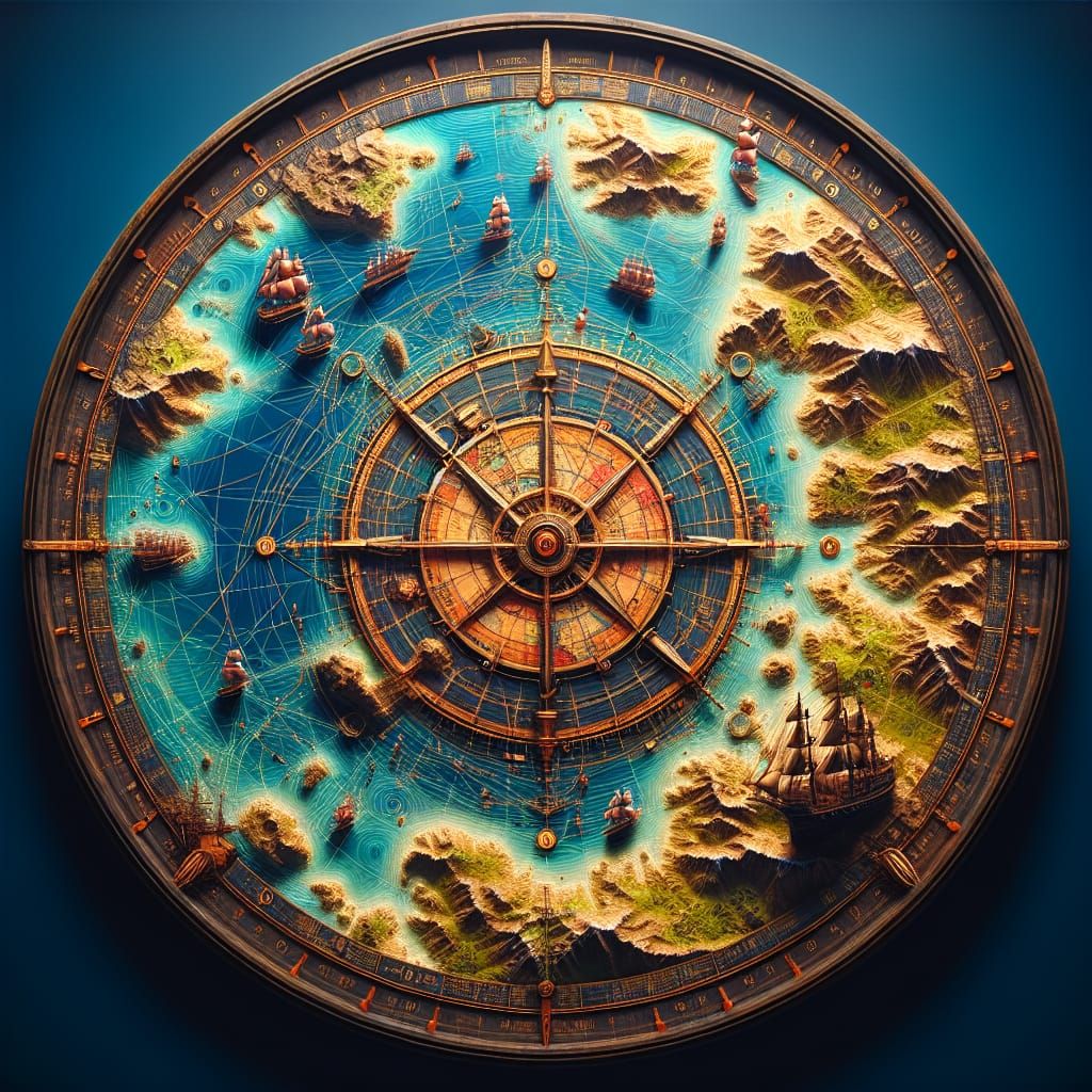 Vibrant Nautical Chart Fantasy Concept Art