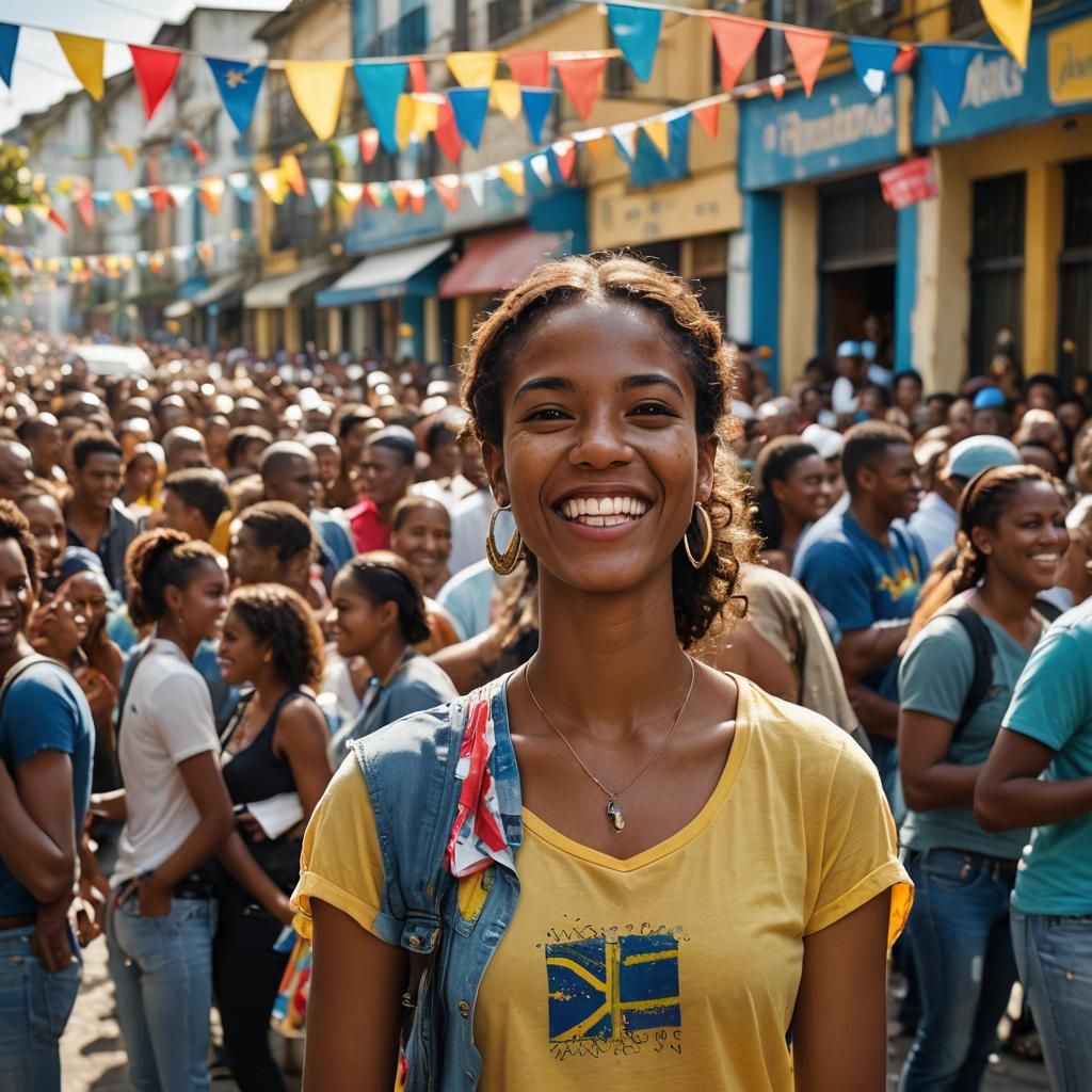 Trinidad Street Party Portrait in Vibrant Digital Art