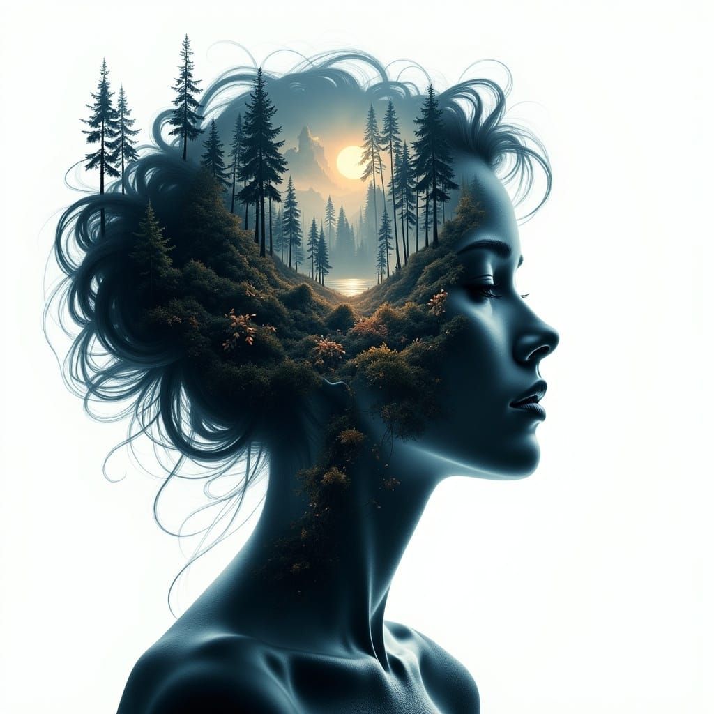 Double Exposure: Fantasy Landscape in Silhouette