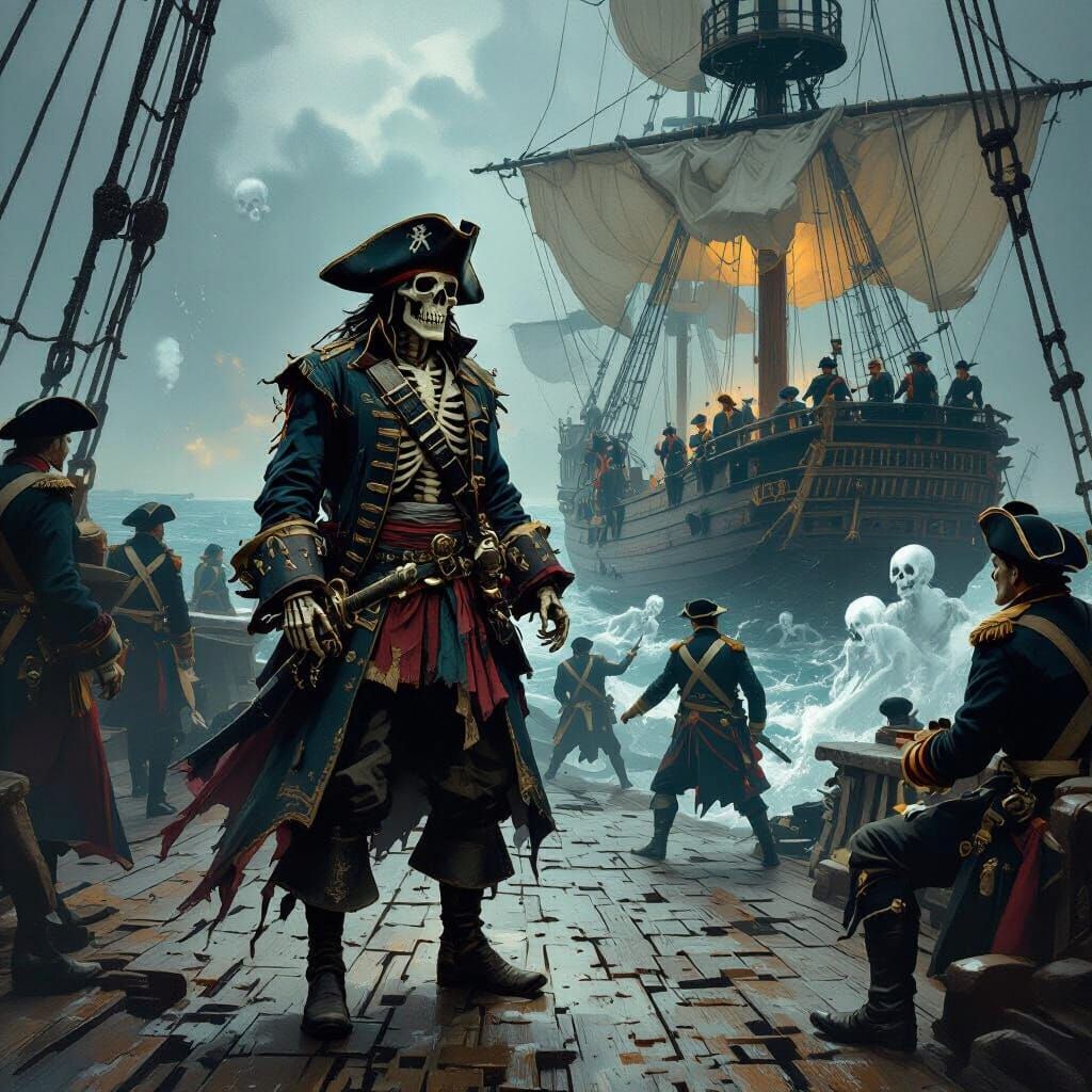 Skeletal Pirate Battle on Decaying Ship