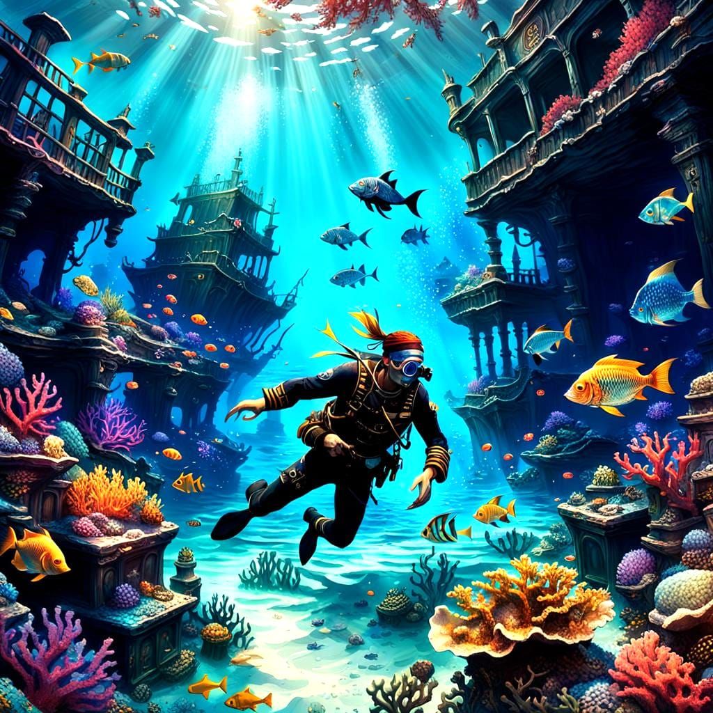 Underwater Pirate Adventure in Detailed Matte Painting