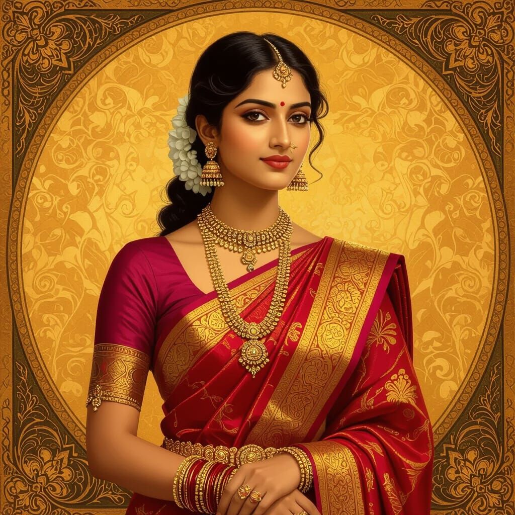 Woman in Saree, Classical Indian Style