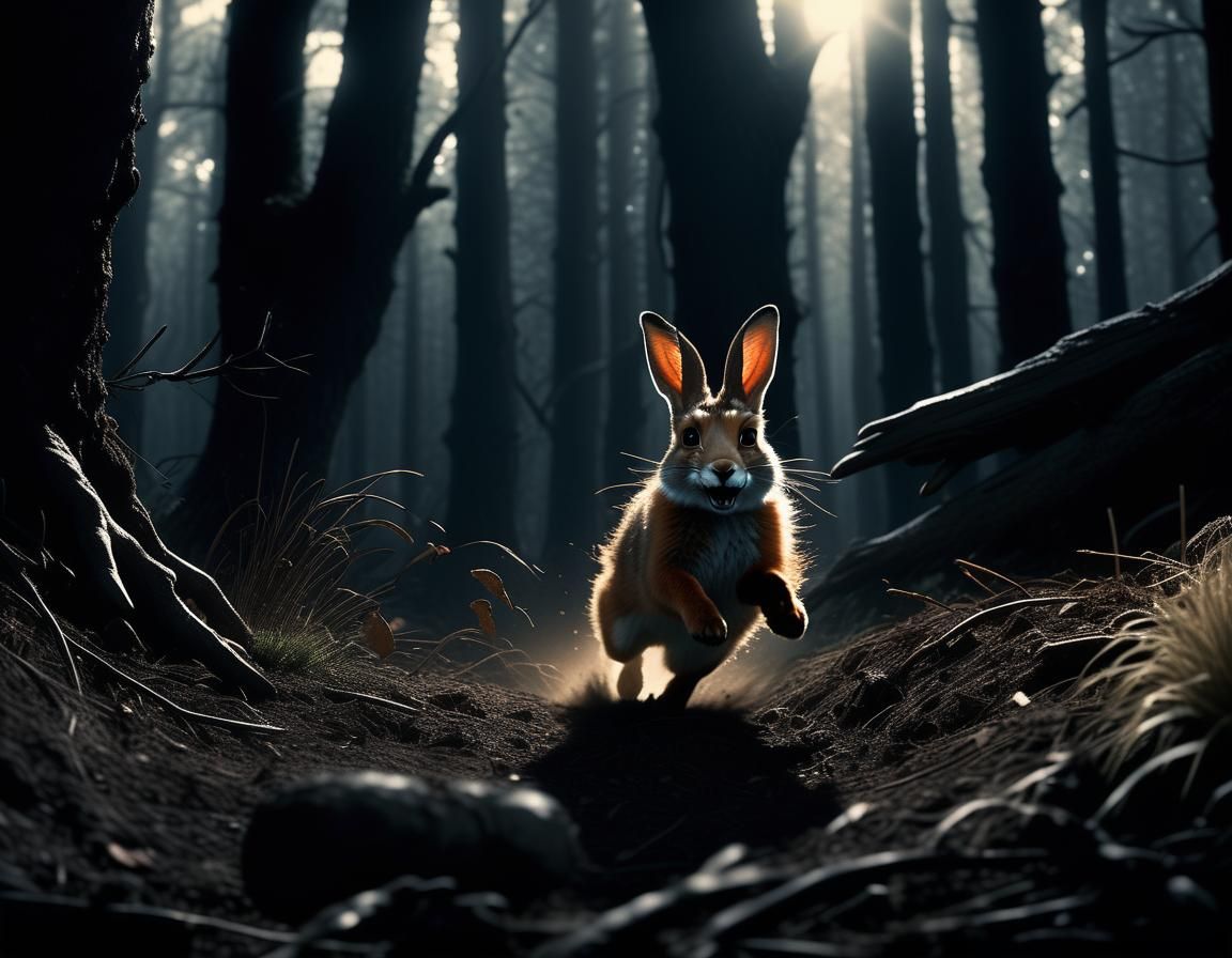 Rabbit's Escape from Fox: Cinematic Film Still