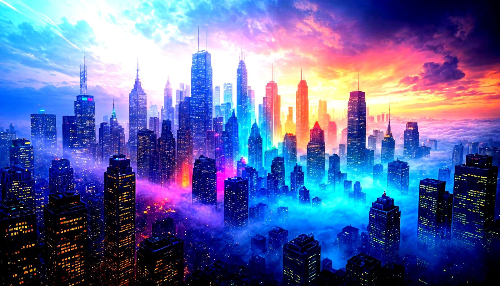 Hallucinogenic Cityscape at Night in Dark Fantasy Style