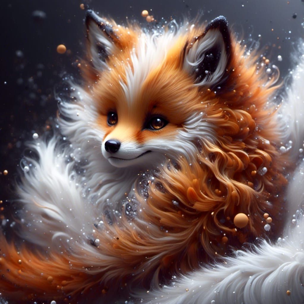 Adorable Fluffy Chibi Fox Illustration