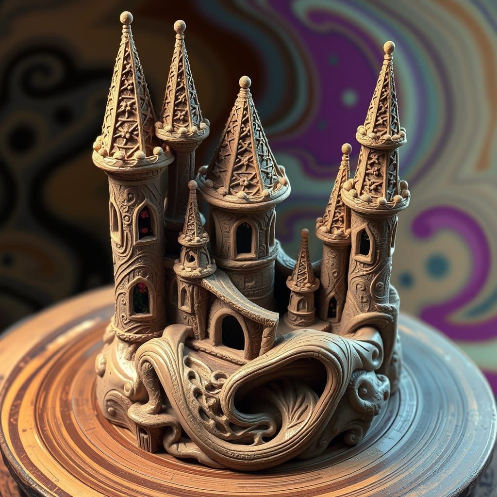 Twisted Clay Castle in Dreamlike Optical Illusions