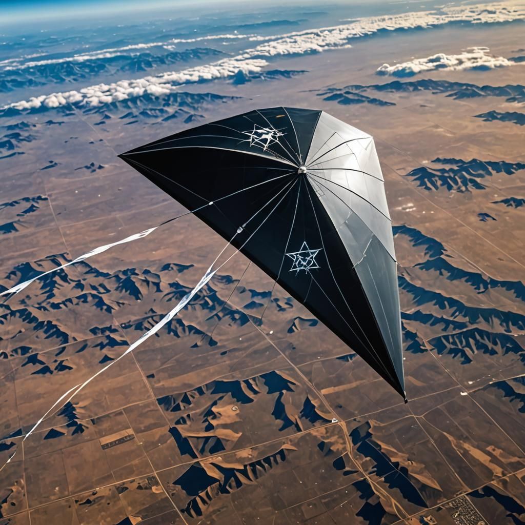 Ionosphere Kite with Tesla Logo in Stellar Wind