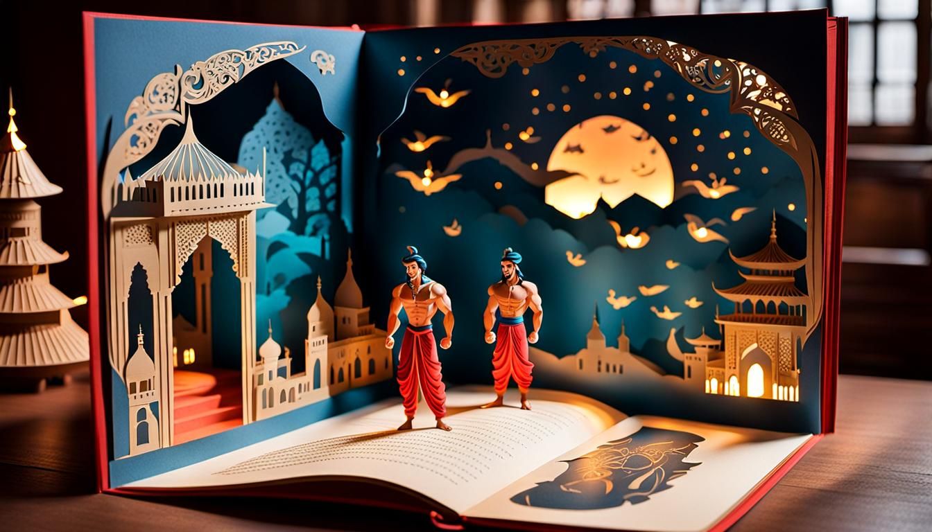 Aladdin and Genie Pop-Up Book with 3D Effects