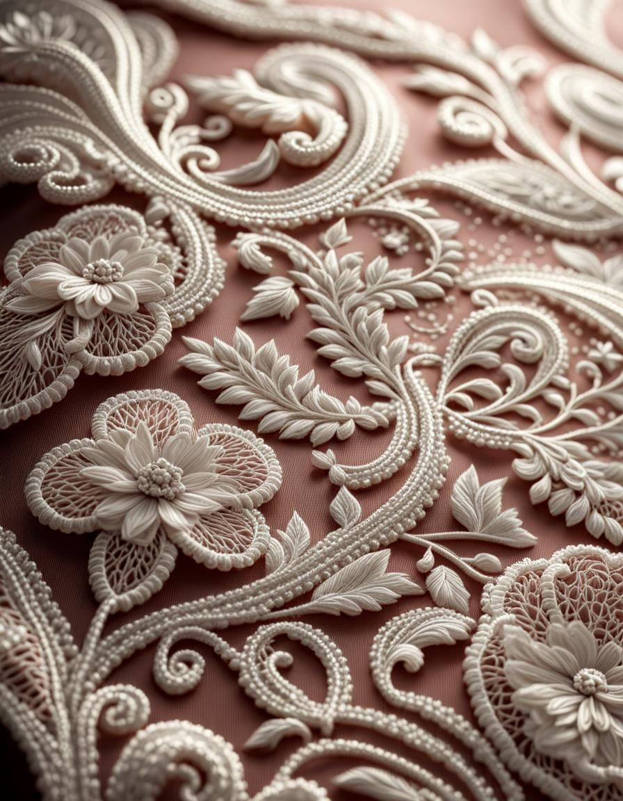 Detailed Lace and Appliqué Art in 3D