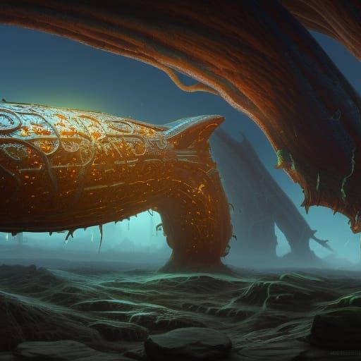 Detailed Mitochondria Matte Painting in Deep Color