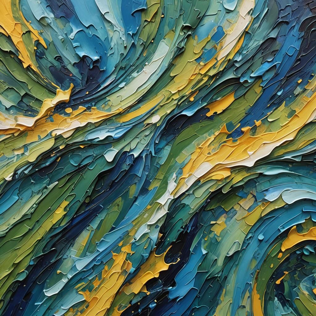 Abstract Oil Painting in Impasto Style