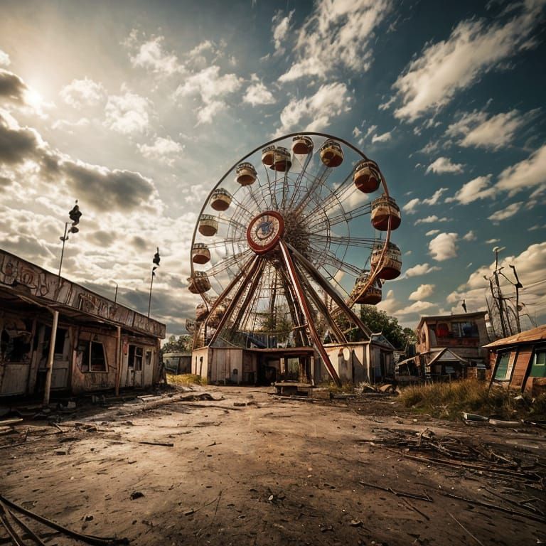 Post-apocalyptic abandoned carnival