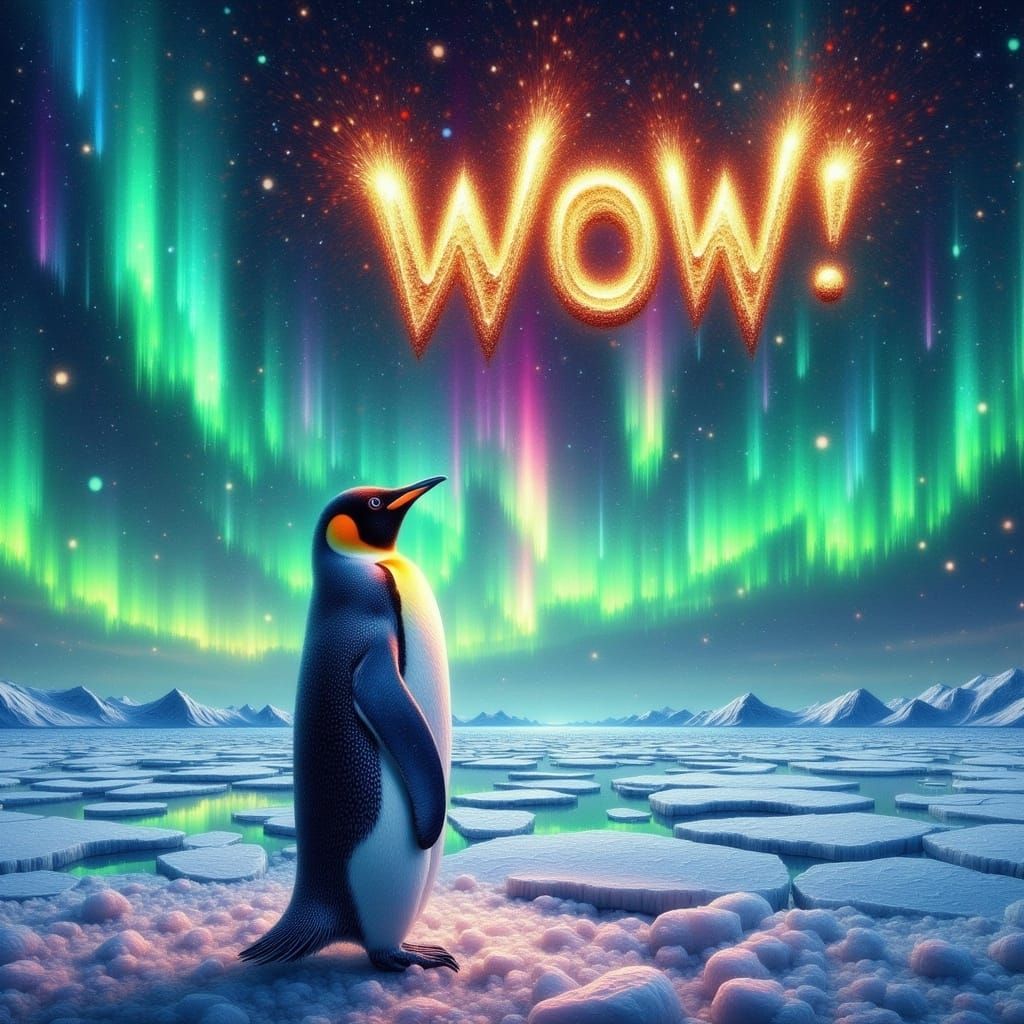 Ethereal Emperor Penguin in Antarctic Wonderland