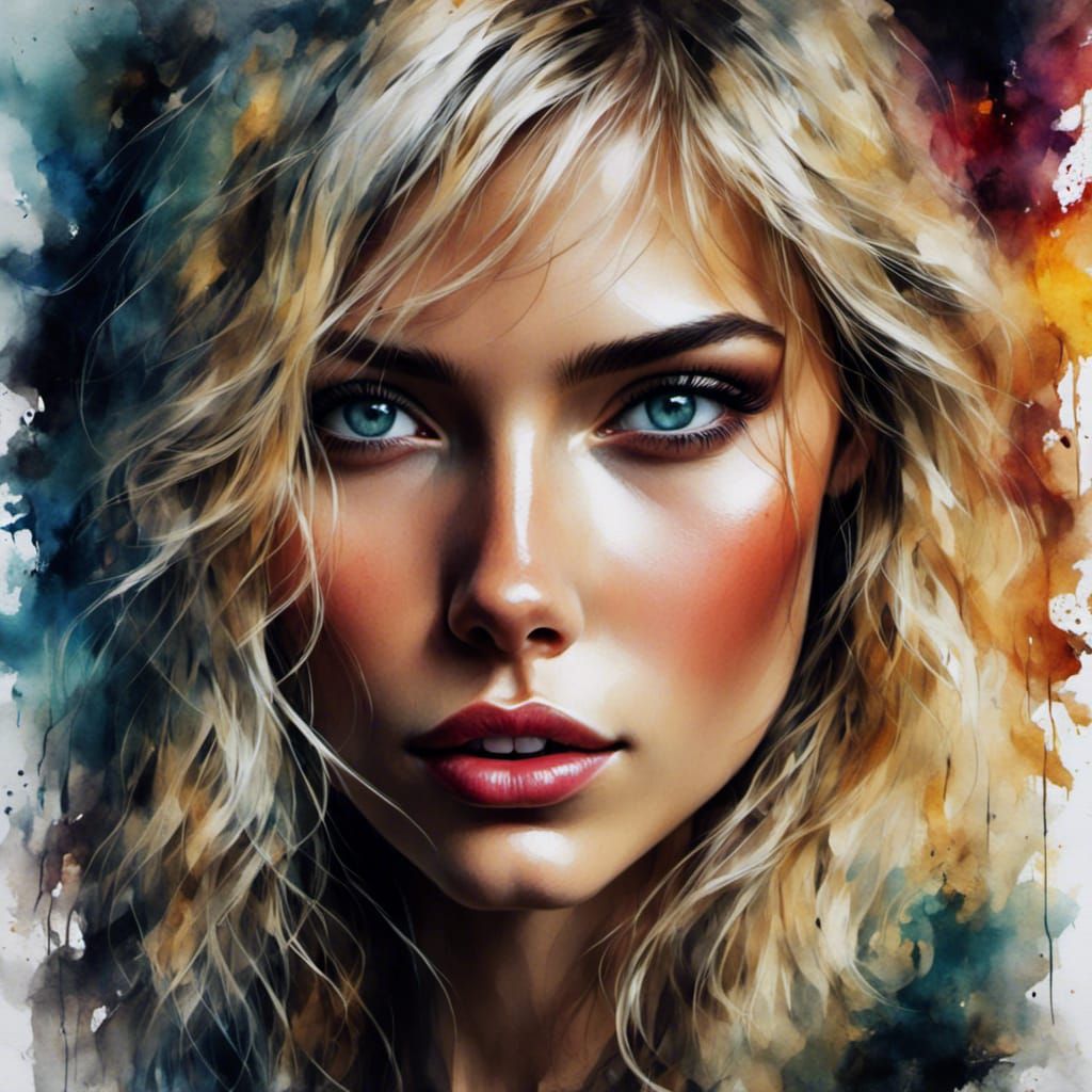 Gorgeous Blonde Woman's Detailed Matte Portrait