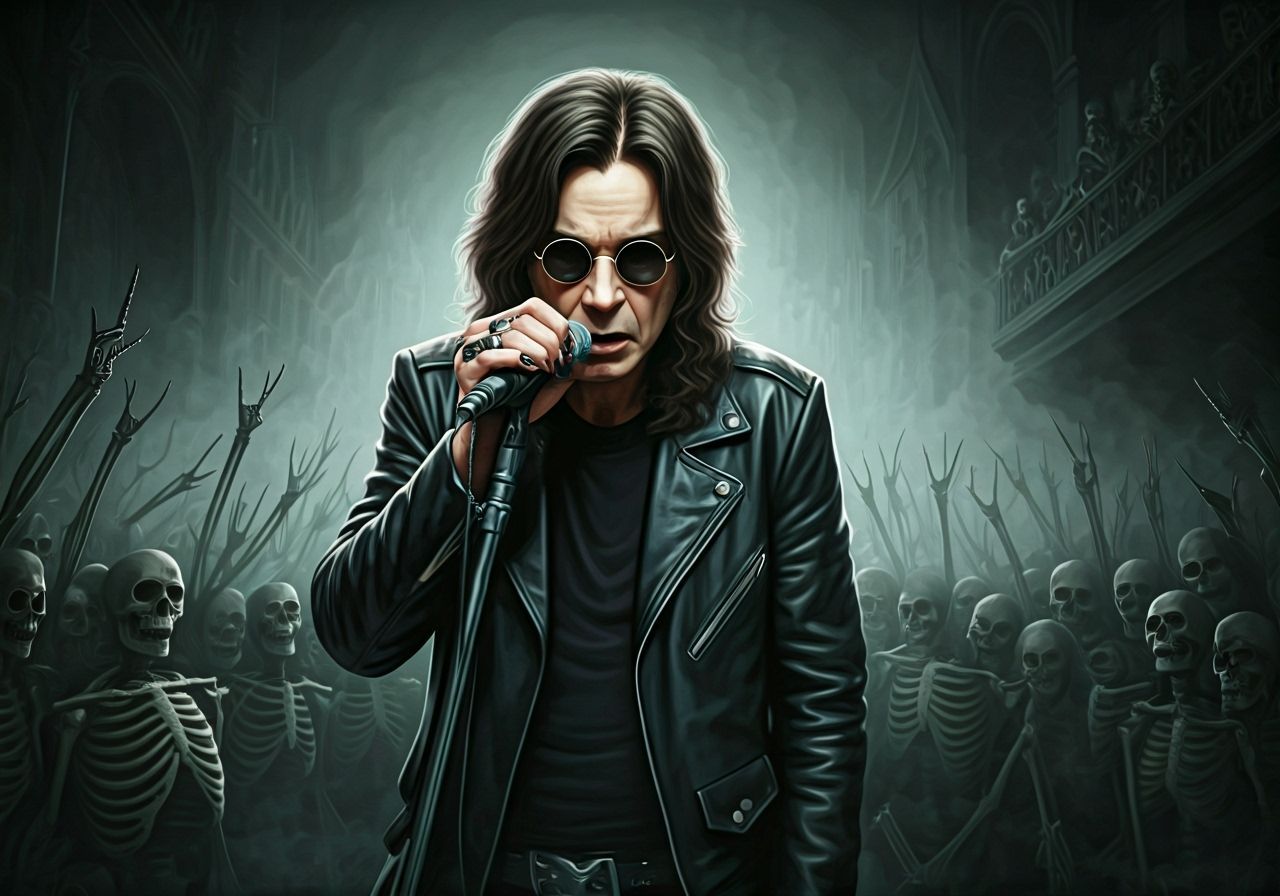 Ozzy Osbourne Sings for Skeletons: Dark Fantasy Illustration