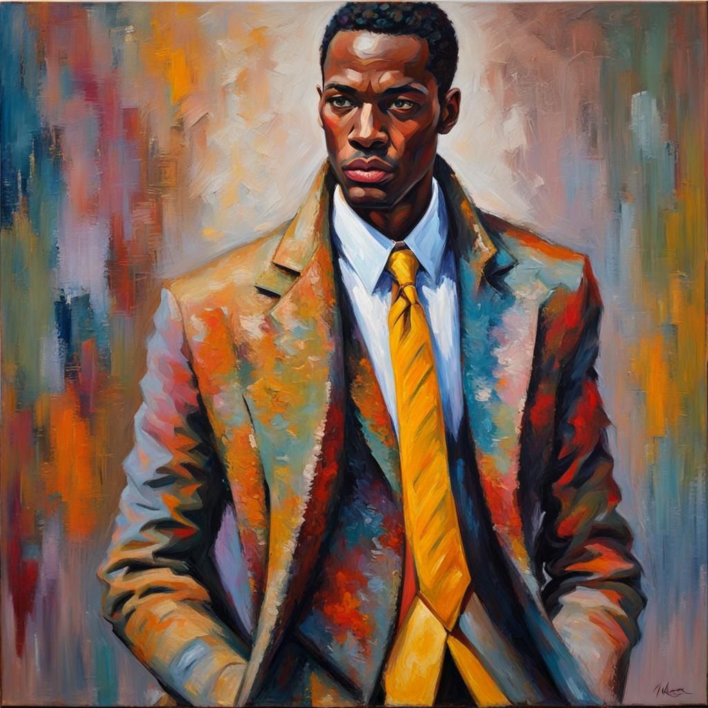African American Model in Expressionist Oil Painting