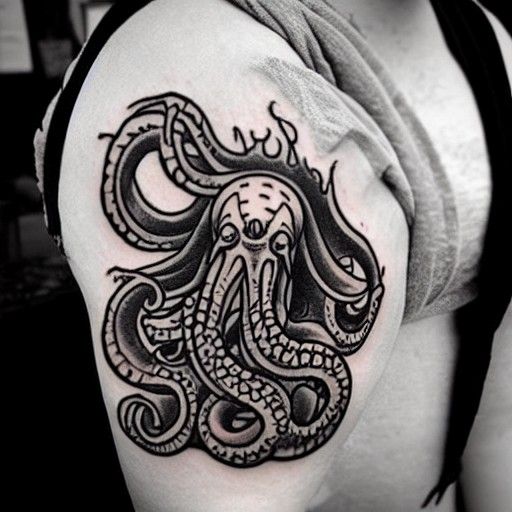 Sailor Jerry style Cthulhu tattoo