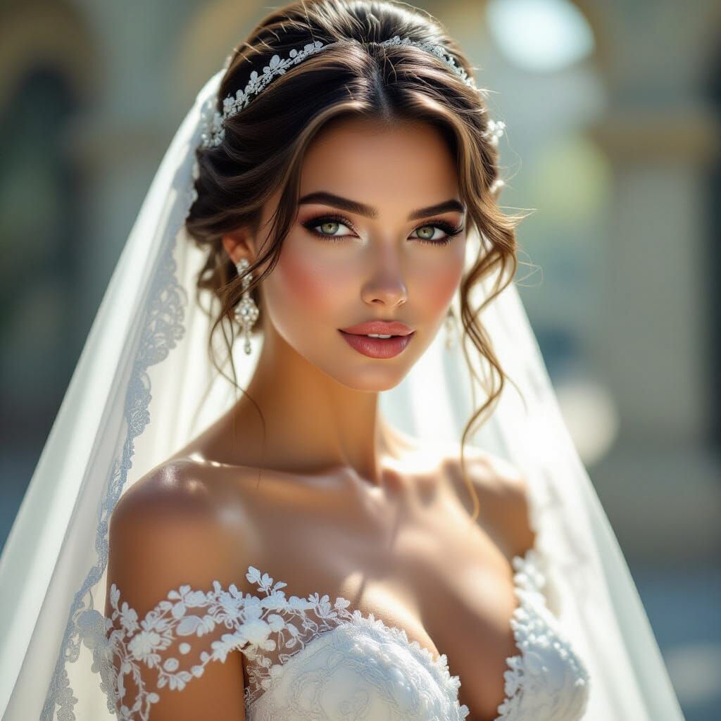 Beautiful Woman in Wedding Dress Concept Art Portrait