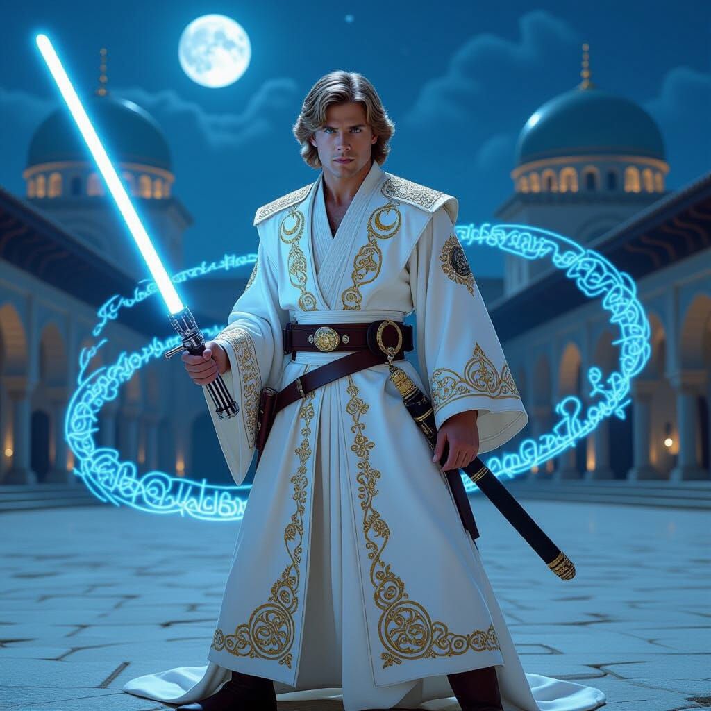 Luke Skywalker as Ottoman Prince with Lightsaber Sword