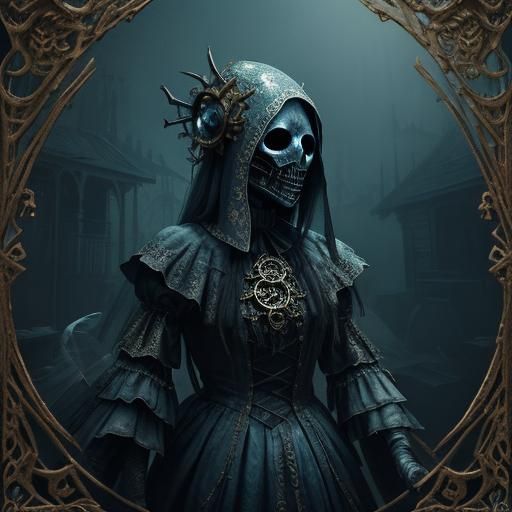 Ghost Girl in Haunted House: Dark Fantasy Art