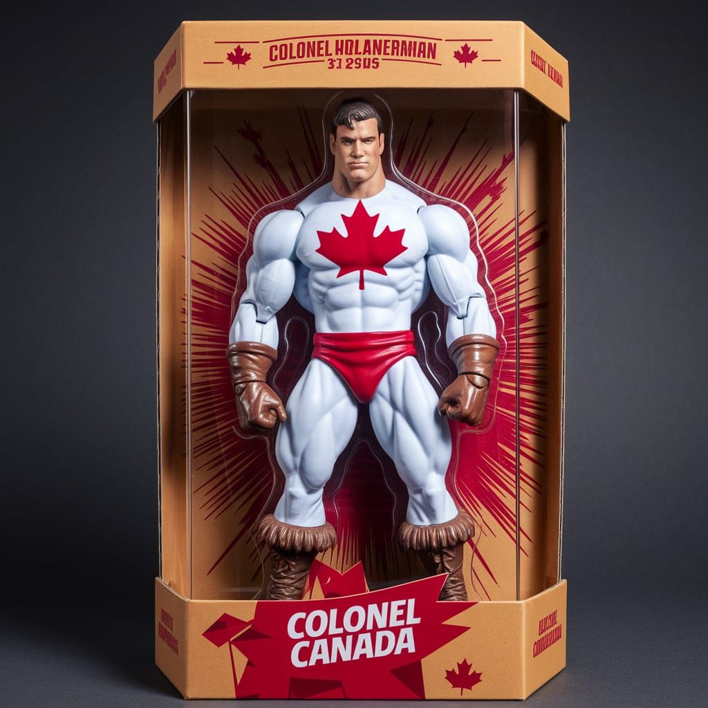 Collectible Action Figure Box in Patriotic Canadian Style