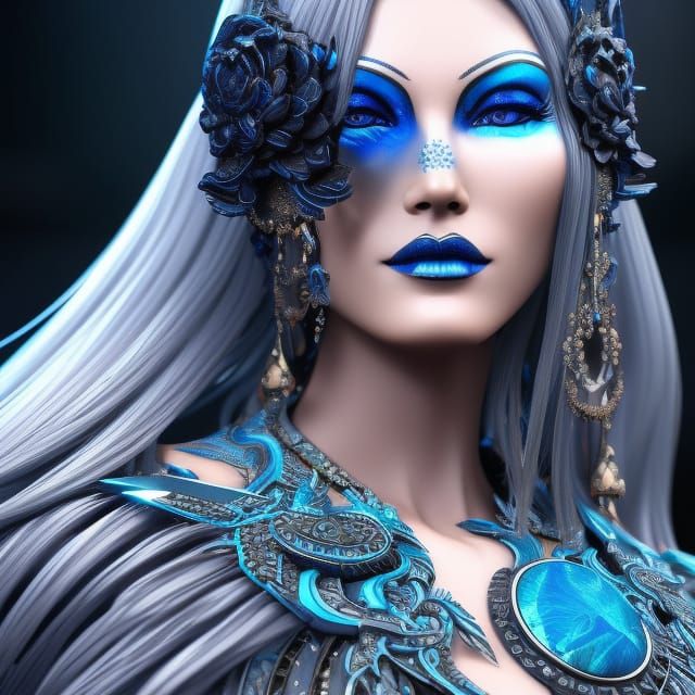 Detailed Moon Goddess in Gothic Art Style