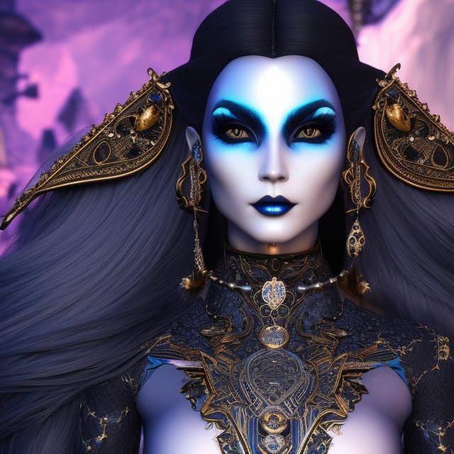 Detailed Moon Goddess in Gothic Art Style