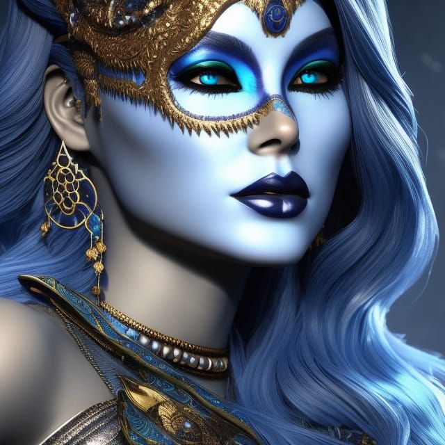 Detailed Moon Goddess in Gothic Art Style