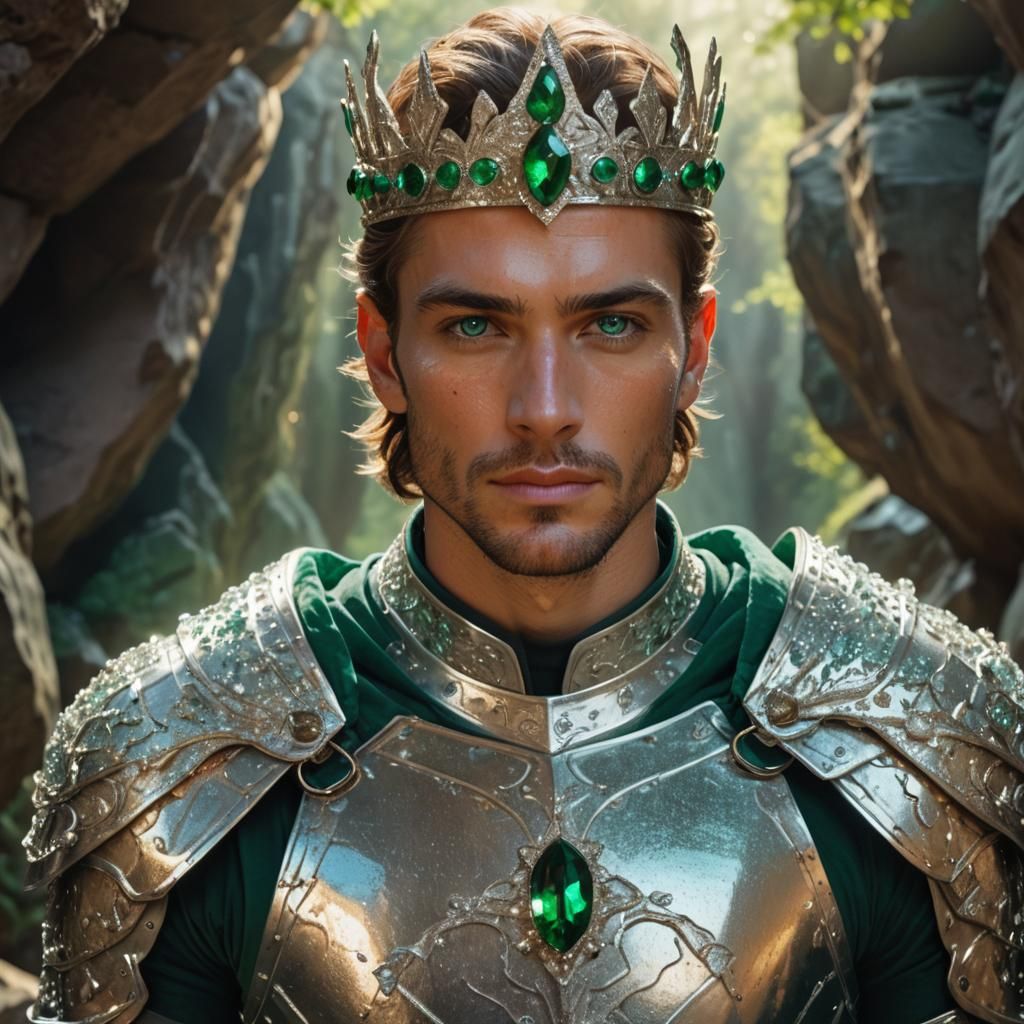 Emerald Encrusted Prince in Platinum Armor