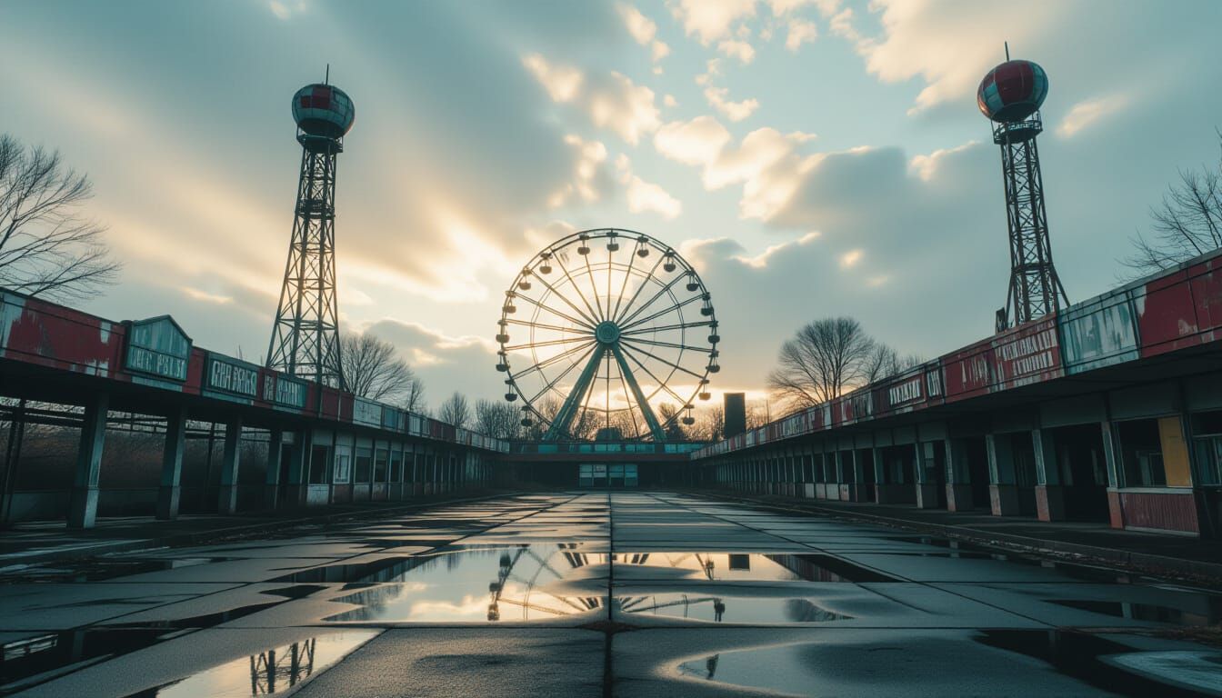 Abandoned Amusement Park Ruins After Nuclear Disaster