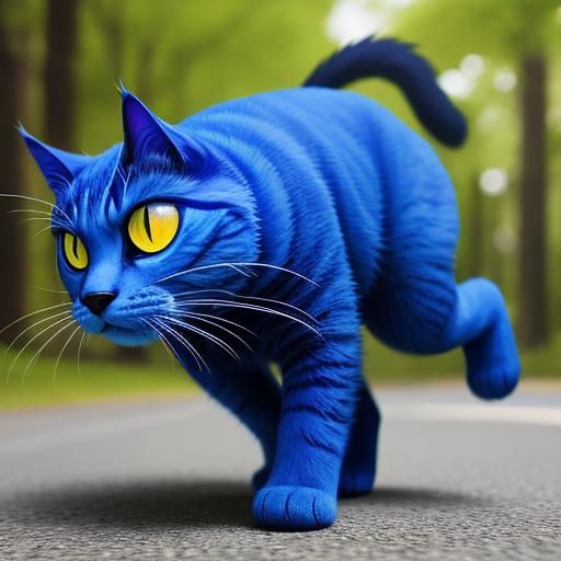 Surreal Cat on the Prowl: Hyper-Realistic Digital Art