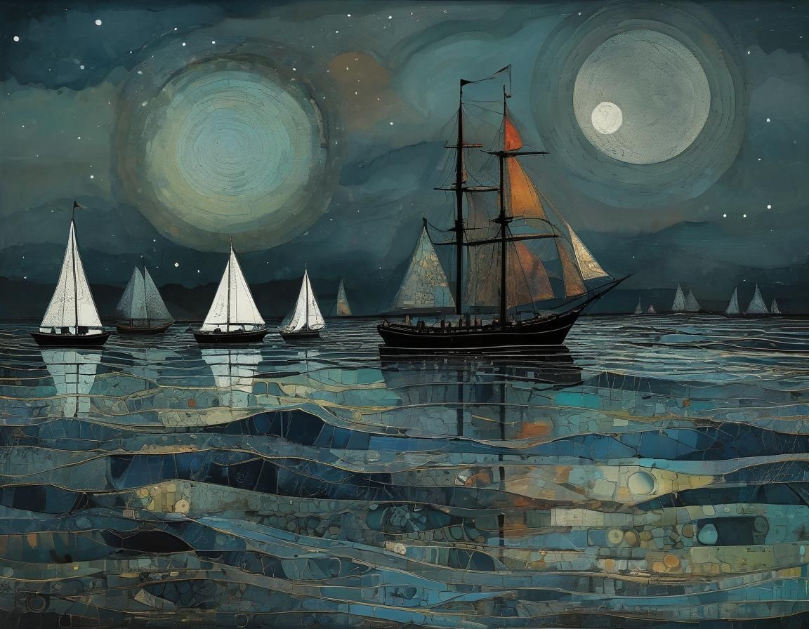 Lonely Sailor in Abstract Expressionist Style