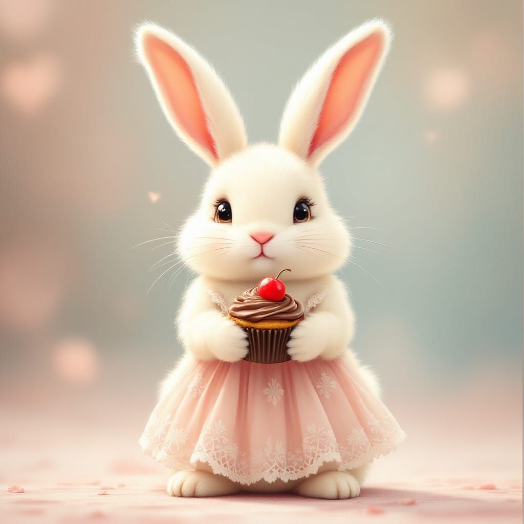 Friendly Fluffy Rabbit Offers Sweet Treat