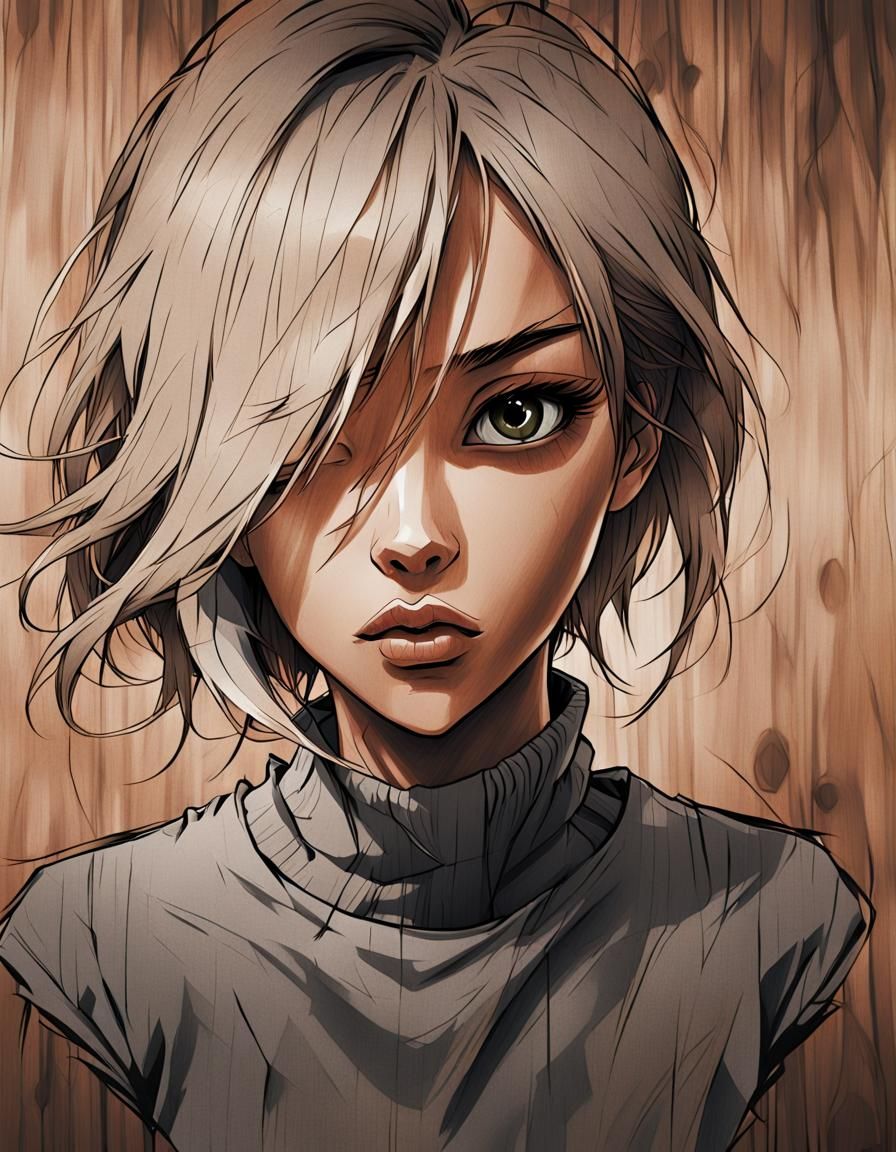 Anime-Inspired Portrait of a Moody Girl